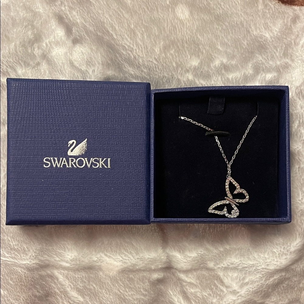 Swarovski Silver Necklace with Crystal Butterfly Design